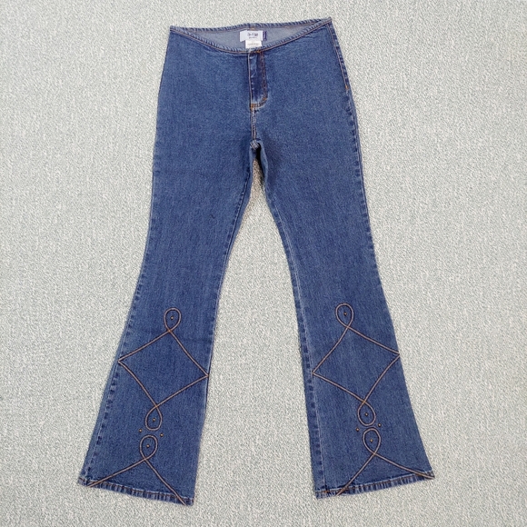 Jordache Denim - Vintage Jordache Flared Jeans With Decorative Stiching.